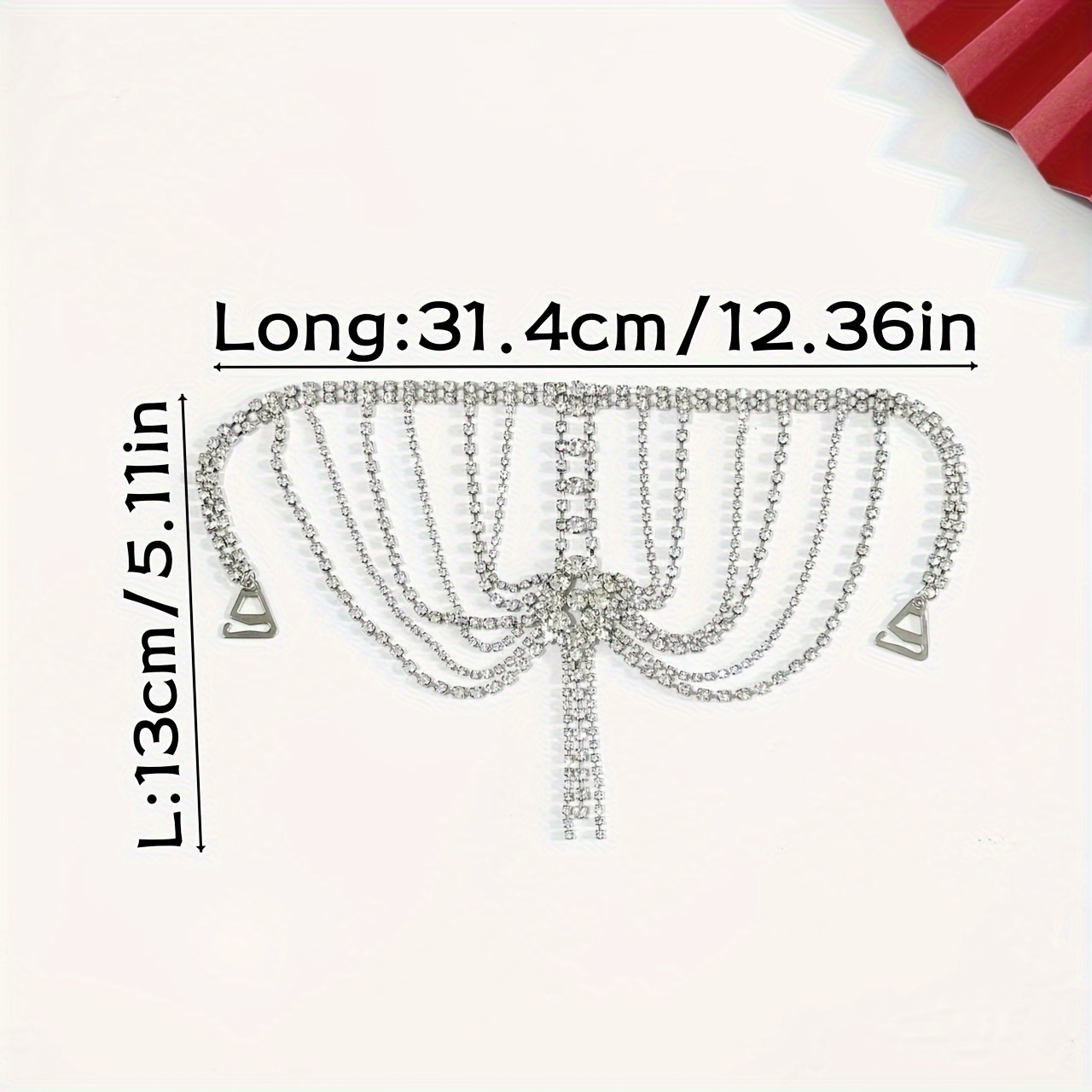 Elegant Silvery-Plated Rhinestone Tassel Shoulder Chain